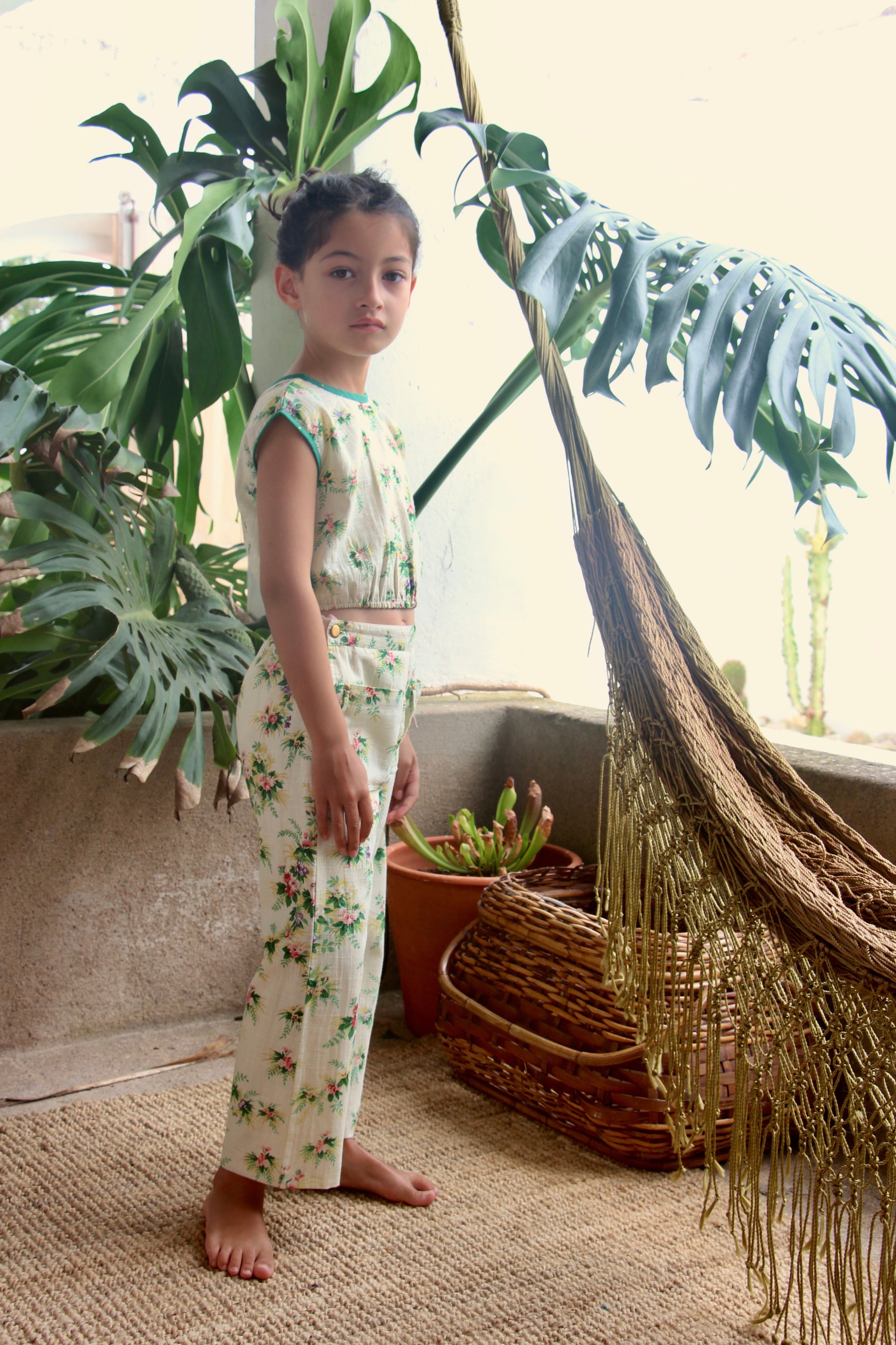 Girls White Floral Set