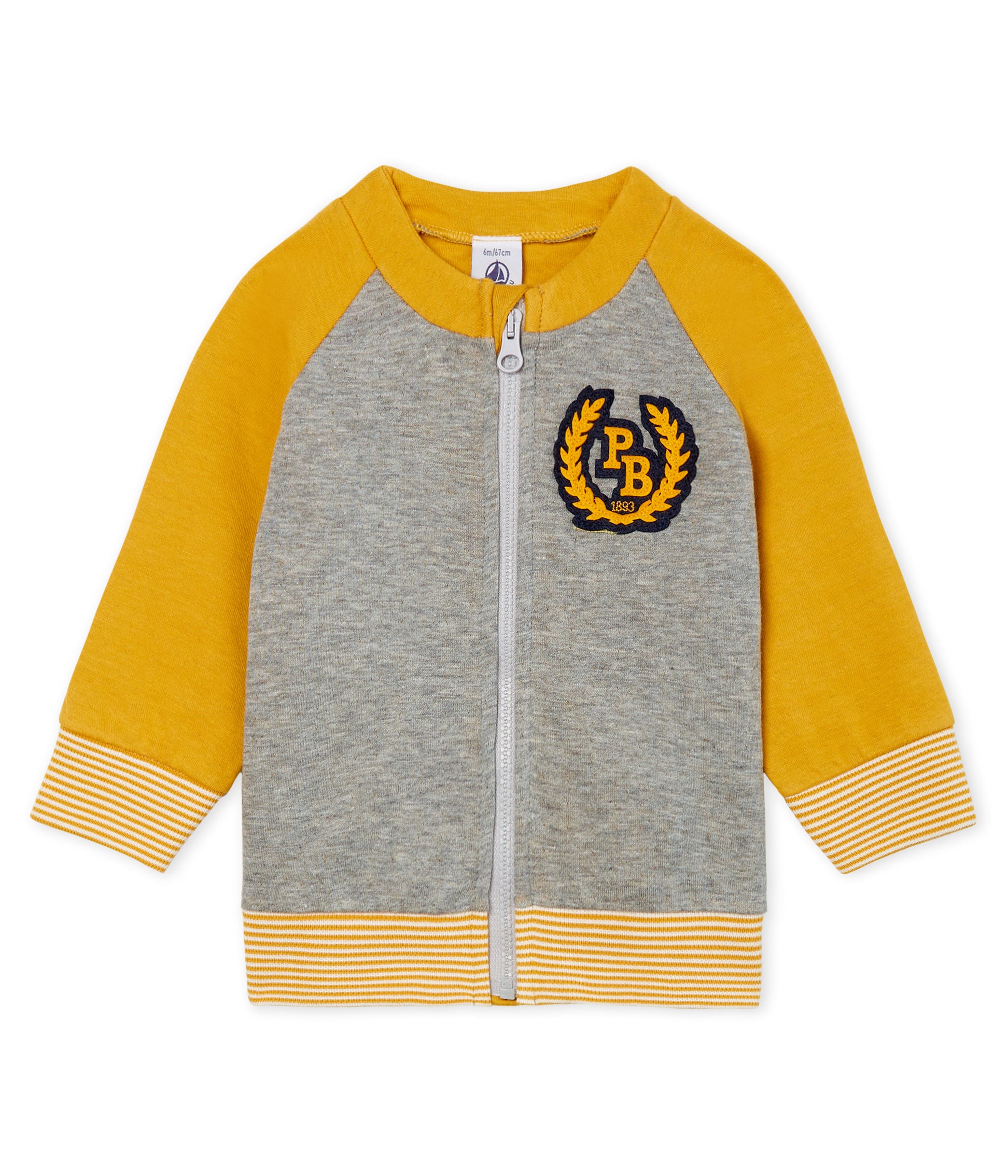 Baby Boys Grey & Yellow Cotton Cardigan