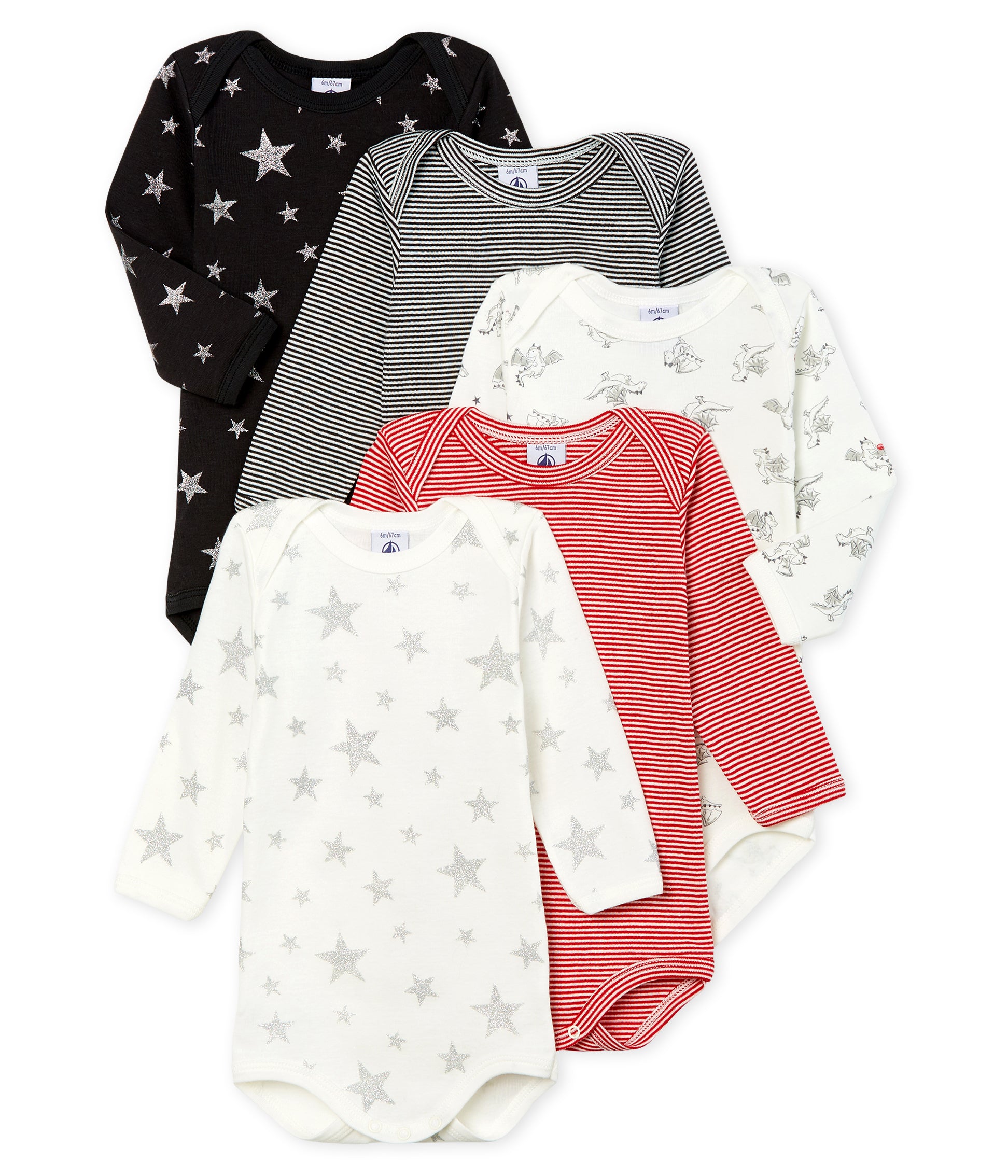 Baby Boys Multicolor Cotton Babysuit Set ((5Pieces)