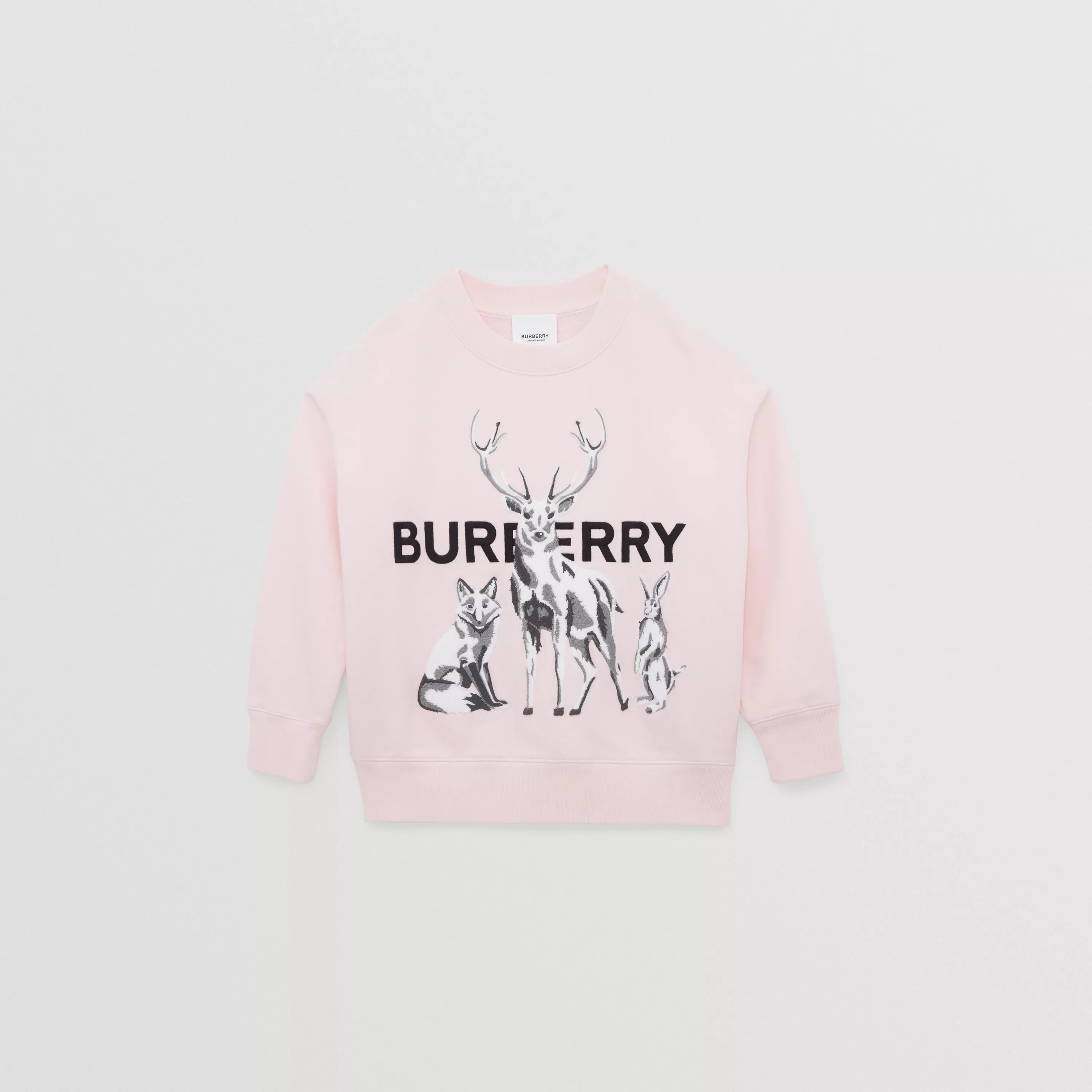 Girls Pink Printed Cotton Sweatshirt