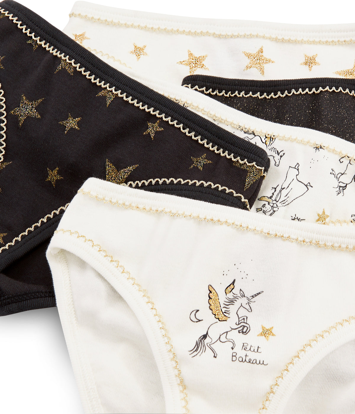 Lot de 5 culottes en coton blanc et noir pour filles