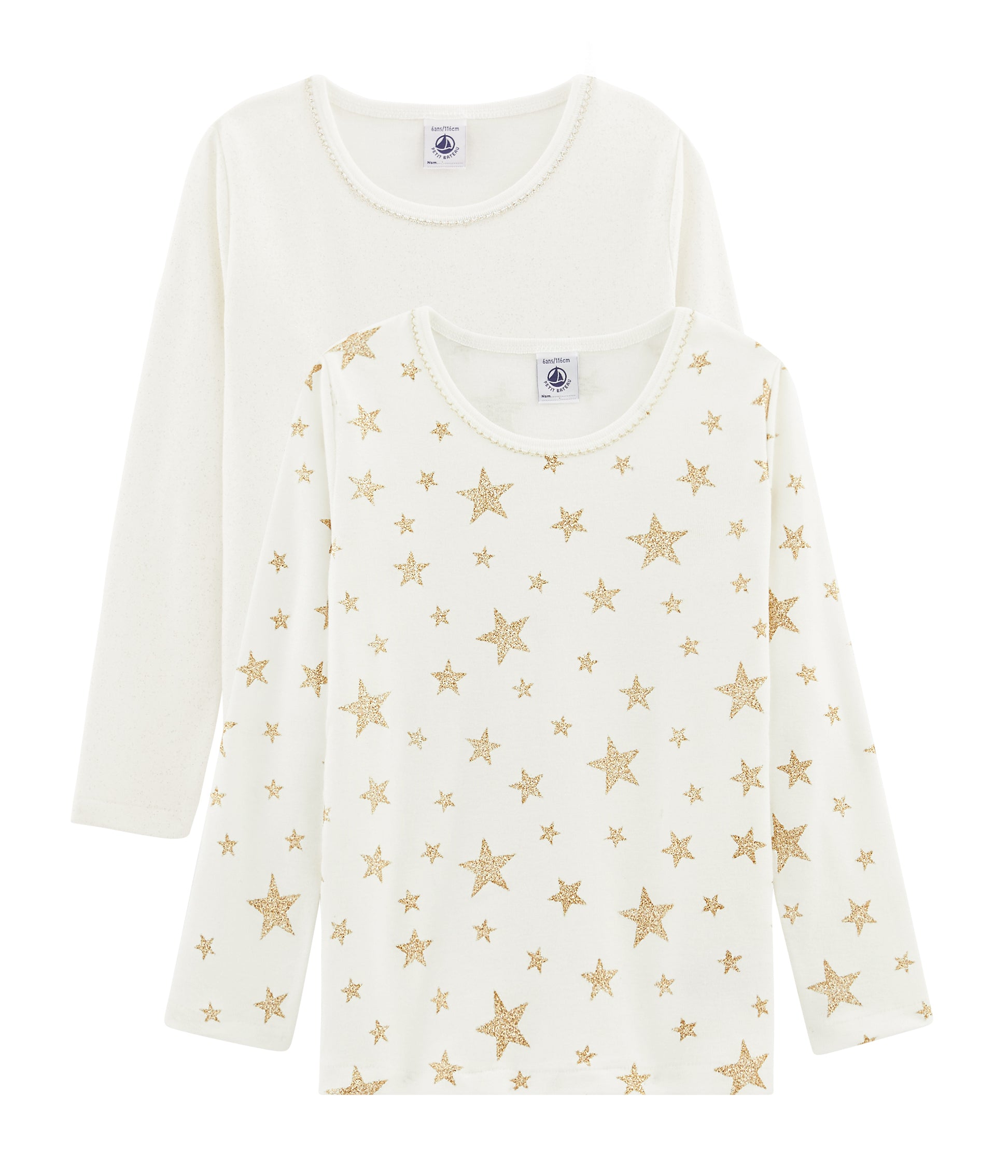 Girls White Cotton Top Set (2 Piceces)