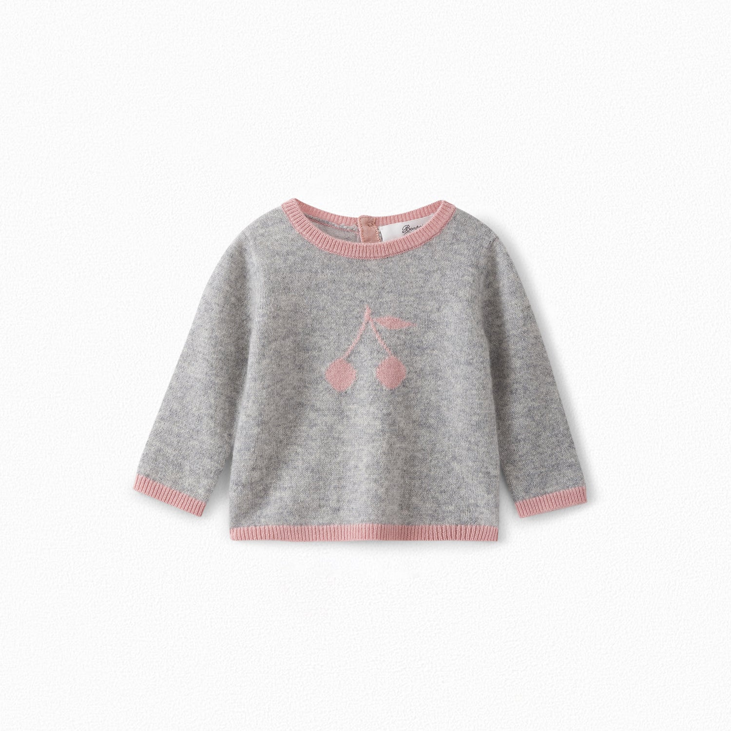 Baby Girls Grey Cherry Cashmere Jumper