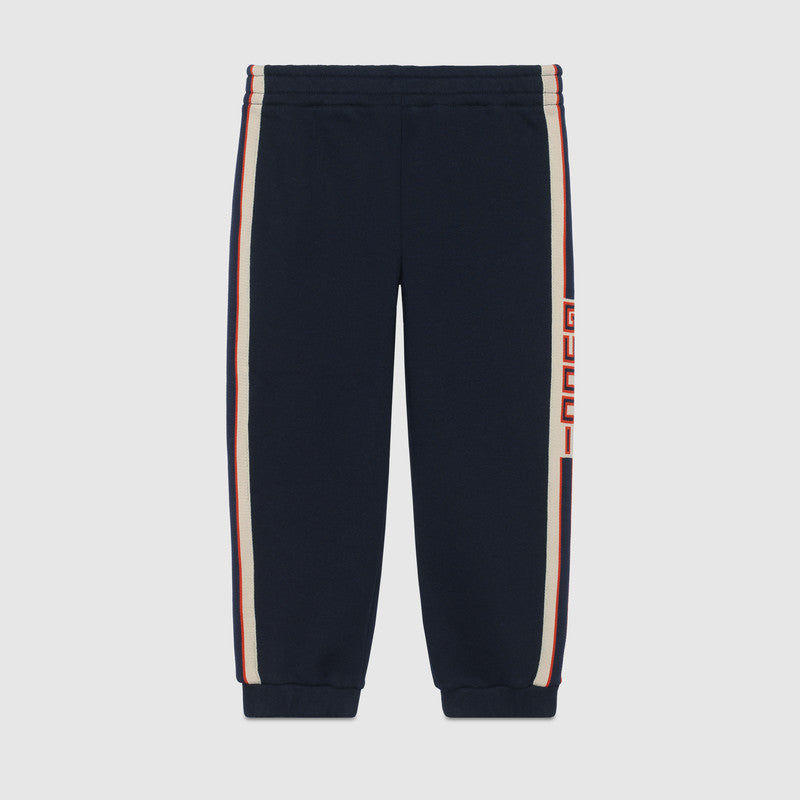 Boys Urban Blue Logo Cotton Trousers