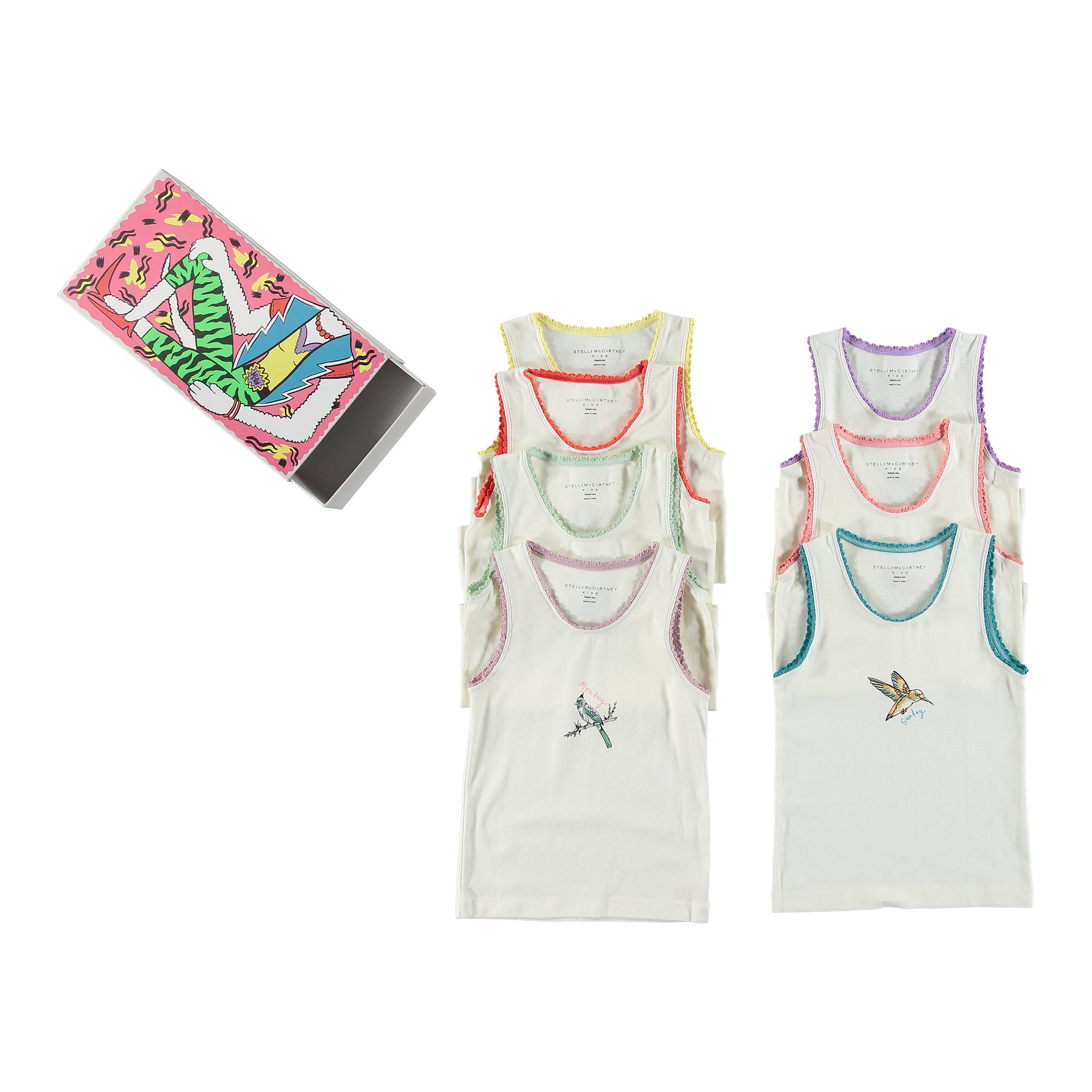 Girls White Cotton Vests 7 Pack Gift Set