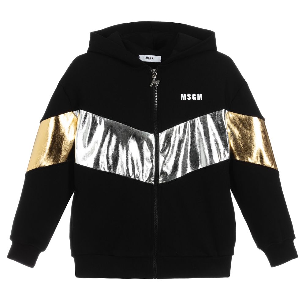 Girls Black Cotton Hoodie