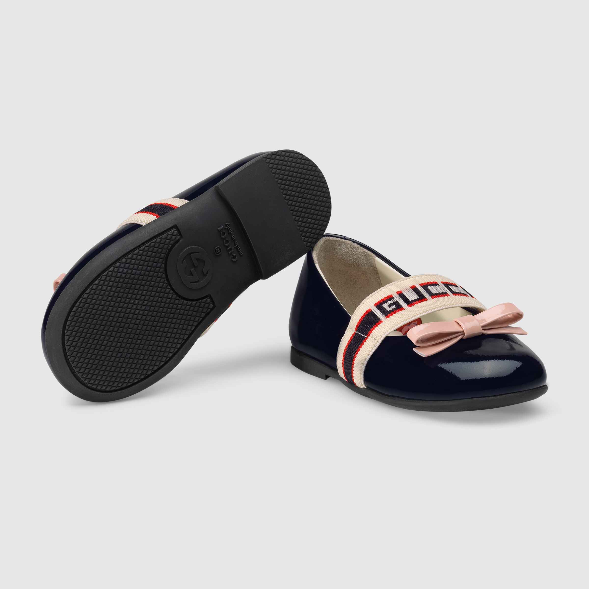Girls Black Calf Skin Ballet Flats