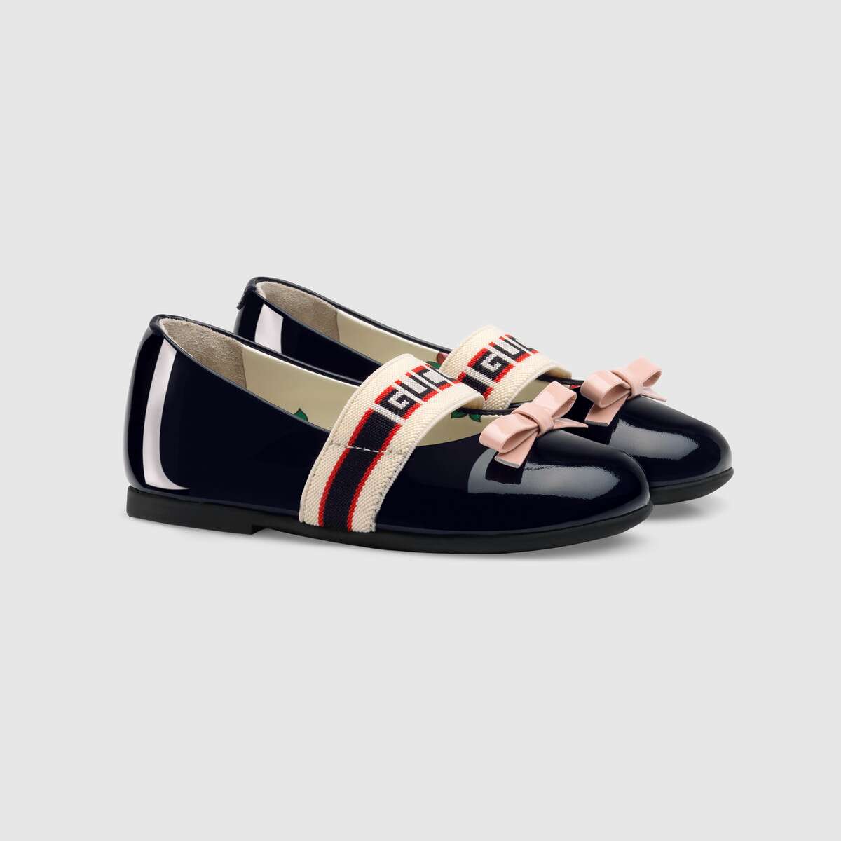 Girls Black Calf Skin Ballet Flats