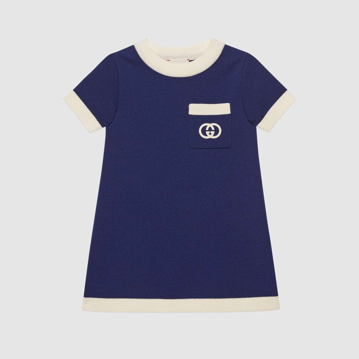Girls Cobalt GG Wool Dress