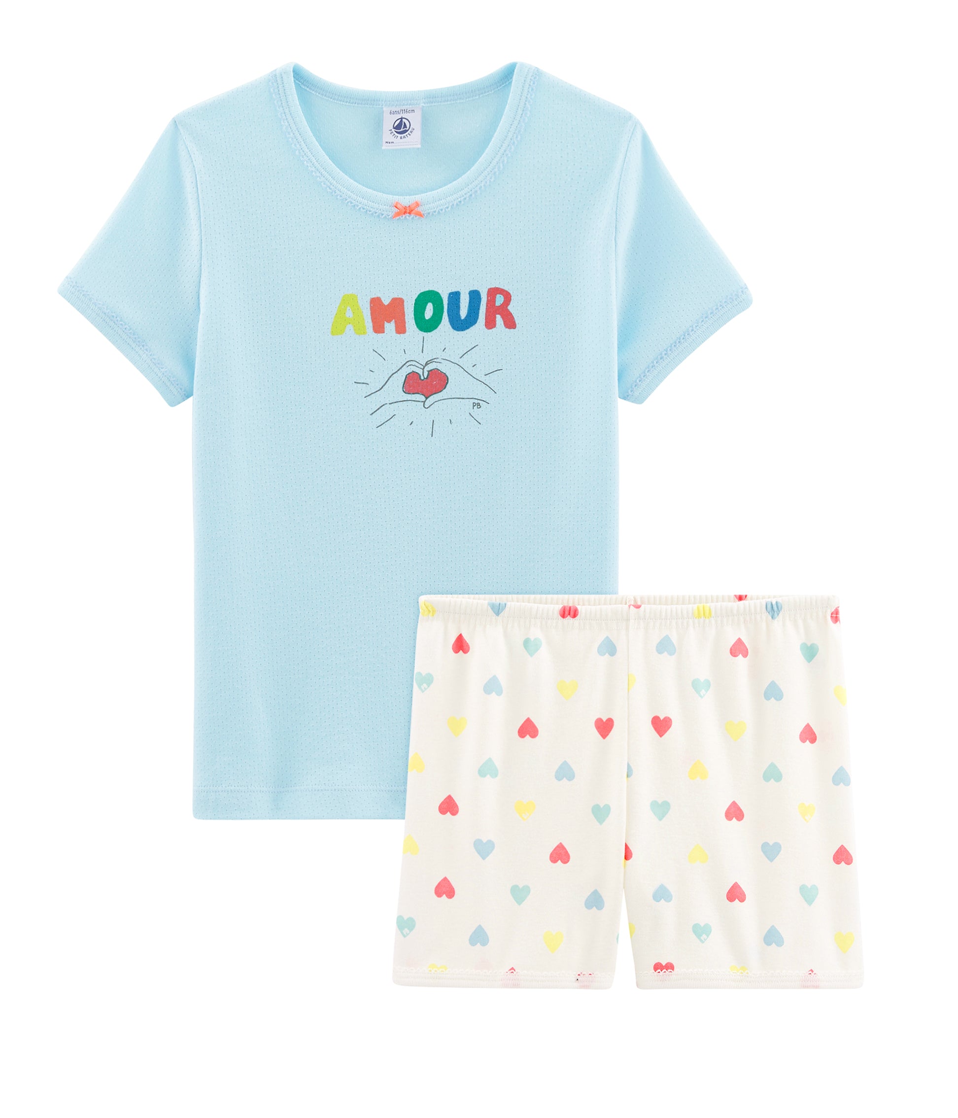 Girls Blue Heart Cotton Nightwear Set