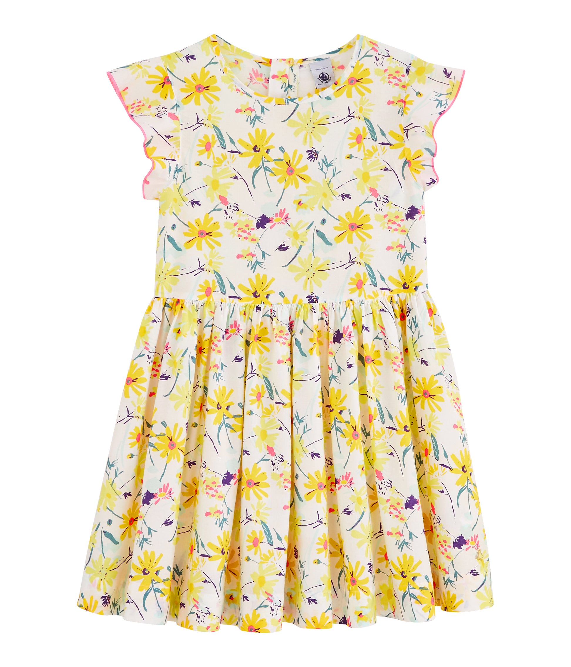 Girls Yellow Flower Cotton Dress