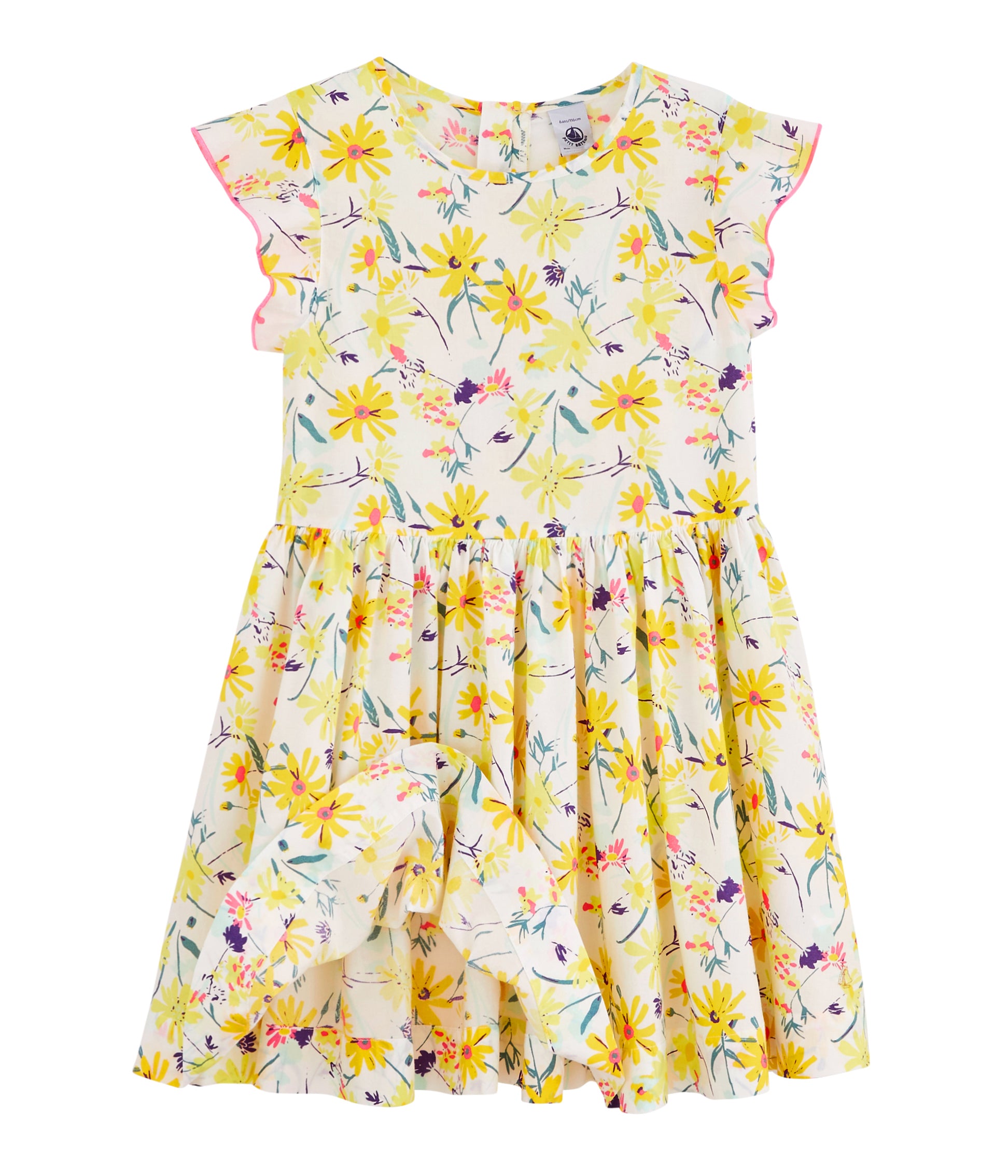 Girls Yellow Flower Cotton Dress