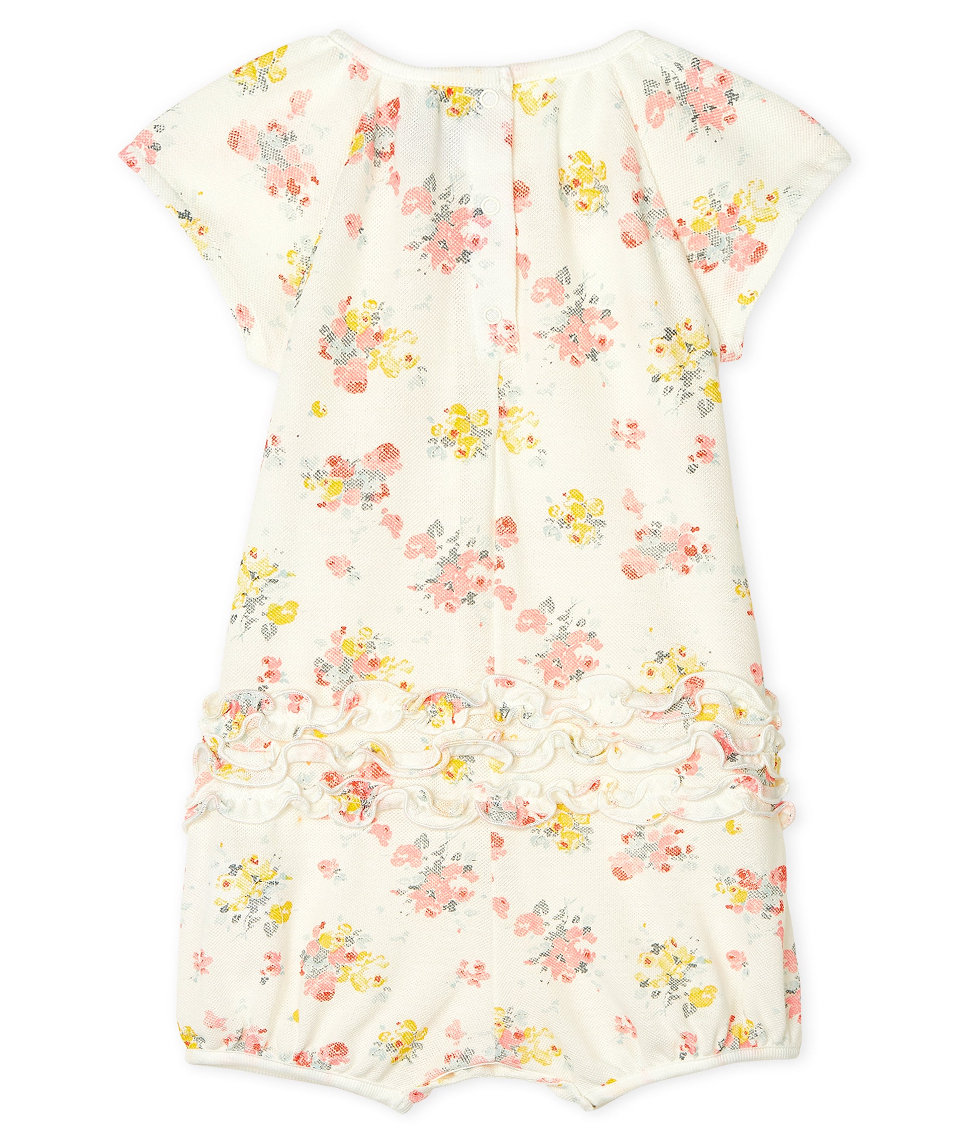 Baby Girls White Flowers Cotton Babysuit