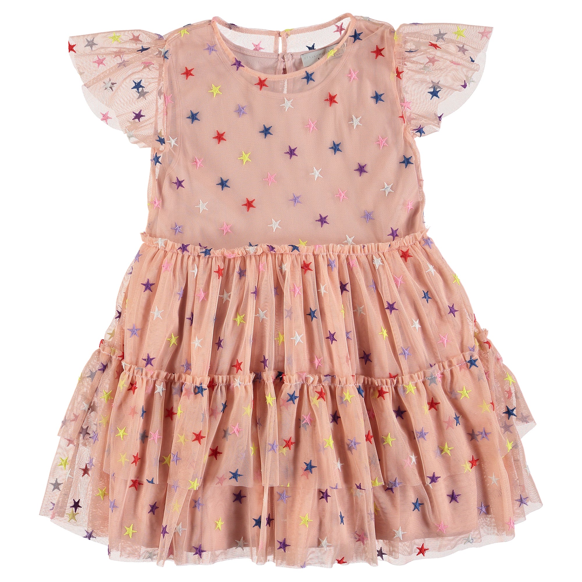 Girls Pink Multicolor Stars Dress