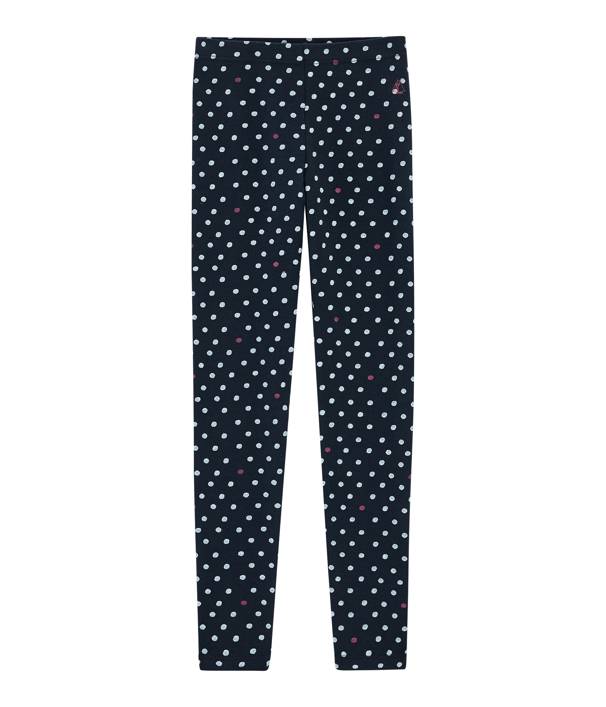 Girls Navy Dots Cotton Leggings