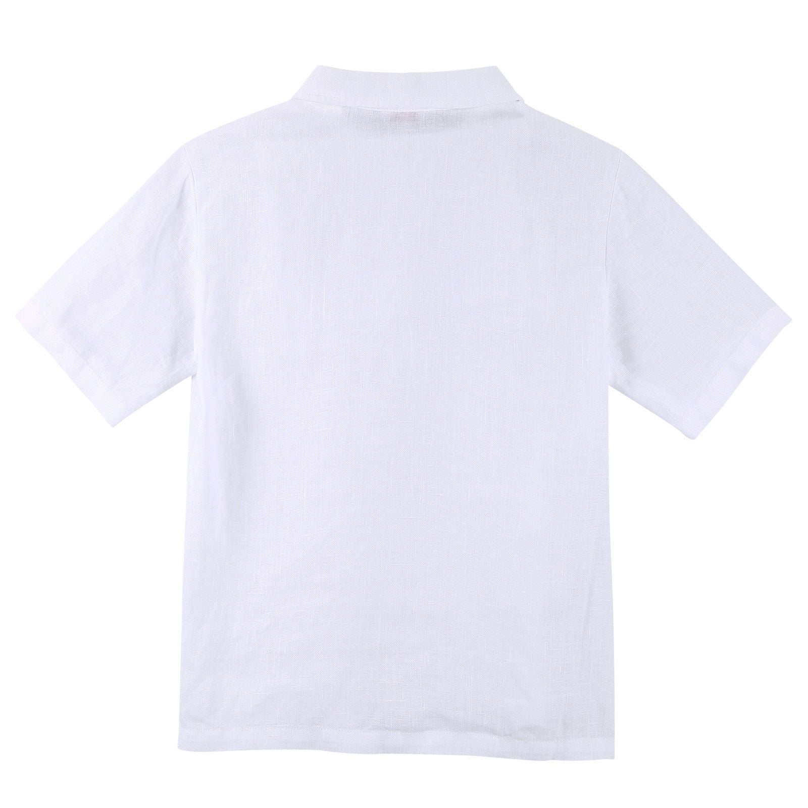 Boys White Liene Polo Shirts With Peter Pan Collar - CÉMAROSE | Children's Fashion Store - 2
