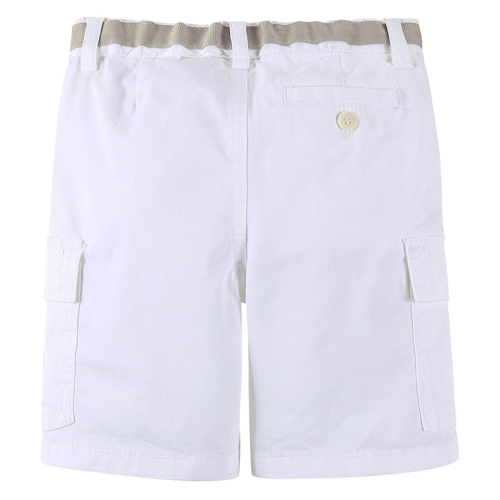 Boys White Cotton Bermuda Shorts With Patch Pockets - CÉMAROSE | Children's Fashion Store - 2