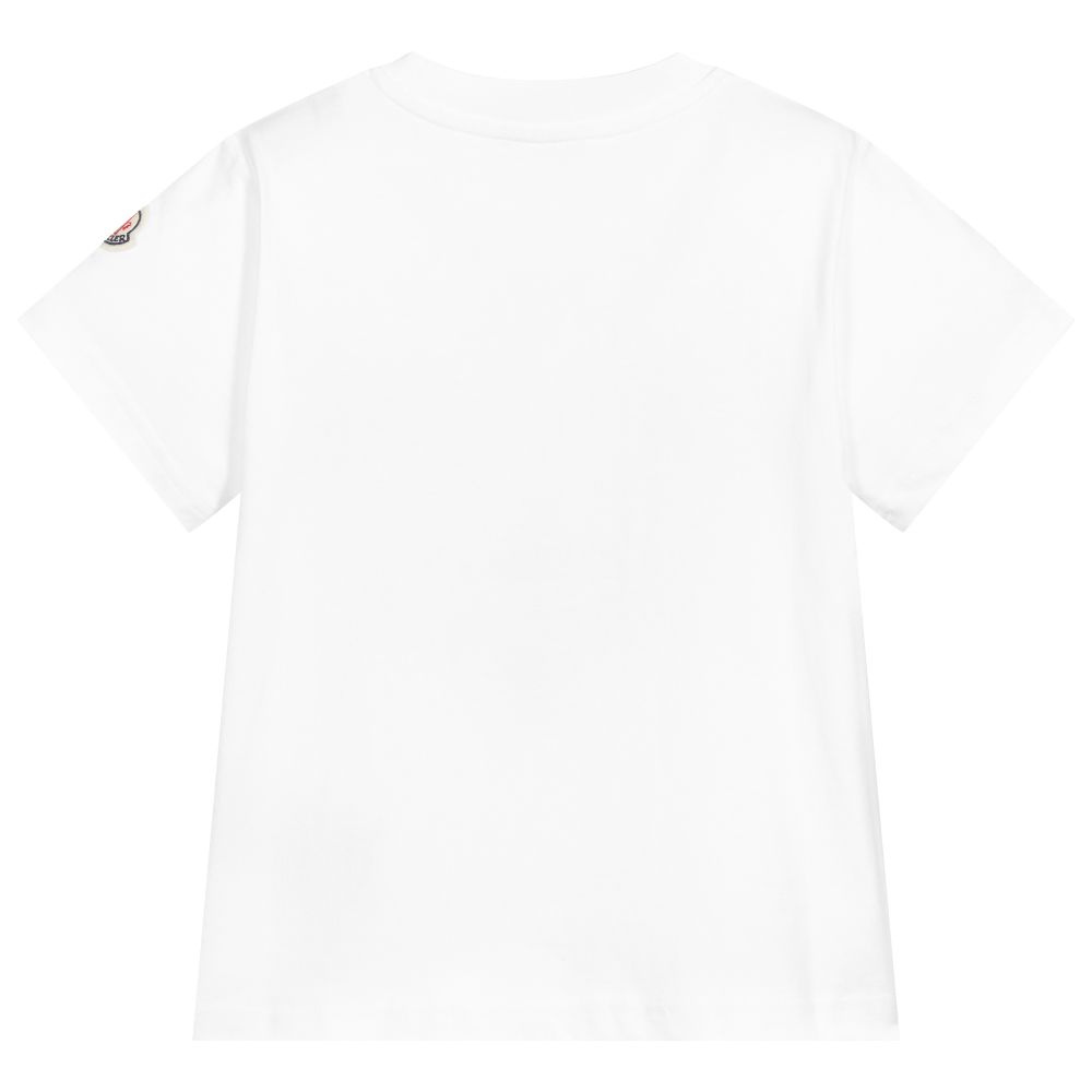 Boys White Striped Cotton T-Shirt