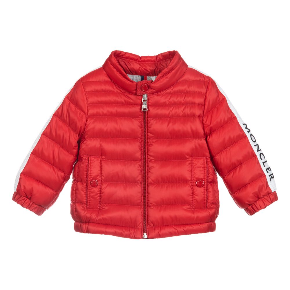 Baby Boys Red "ALBER BIKER" Padded Down Jacket