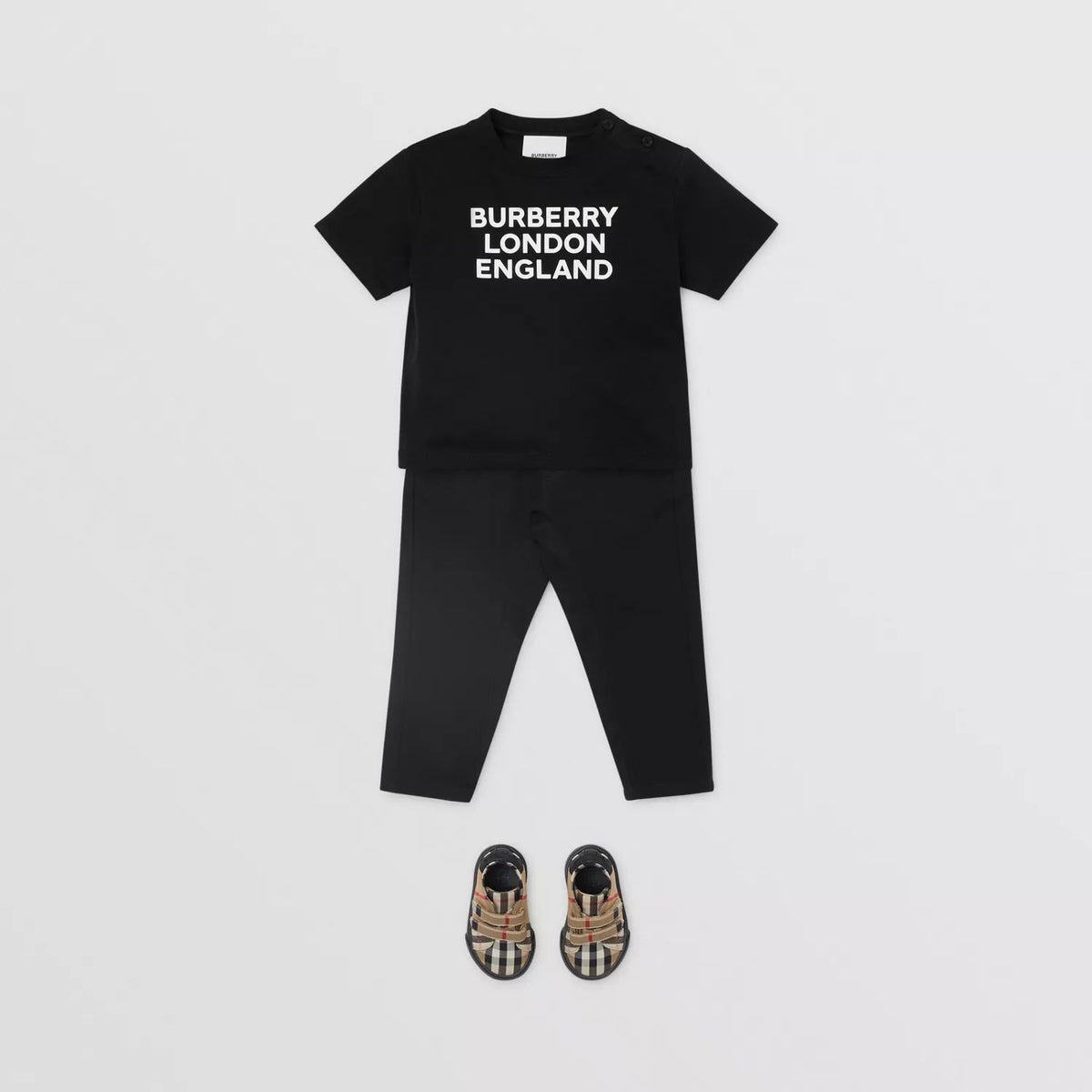 T-shirt en coton noir à logo pour bébés garçons et filles