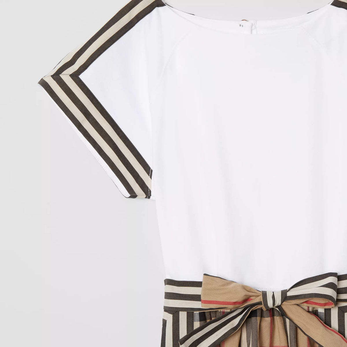 Robe à carreaux en coton beige et blanc pour filles