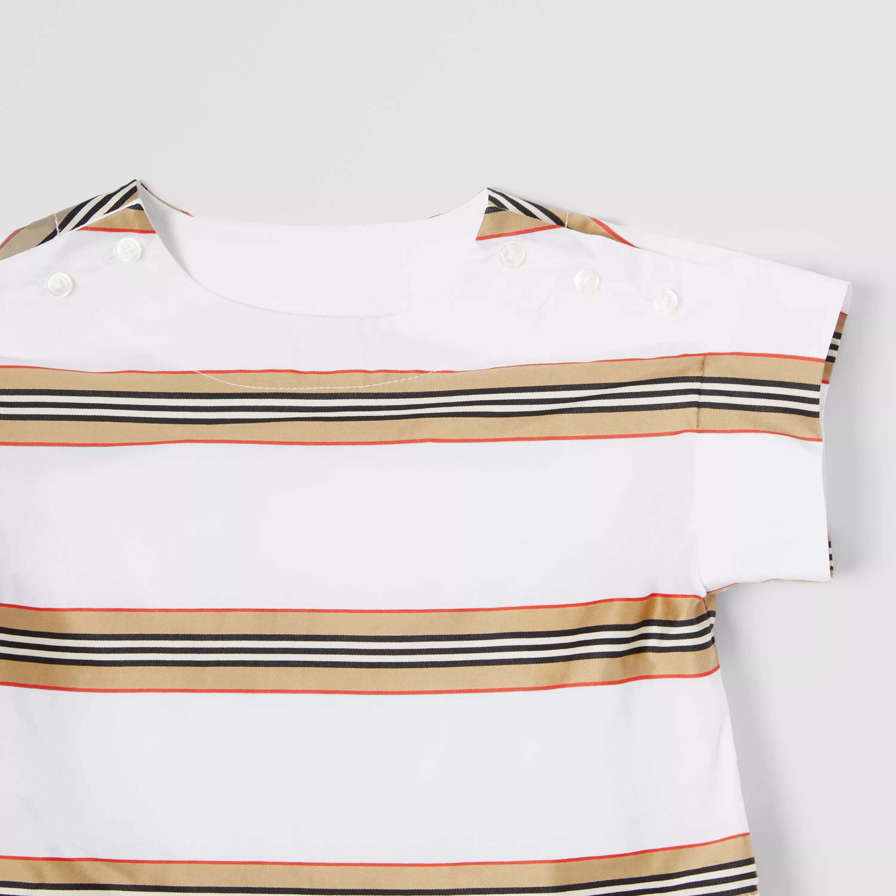 Girls White Stripe Cotton Dress