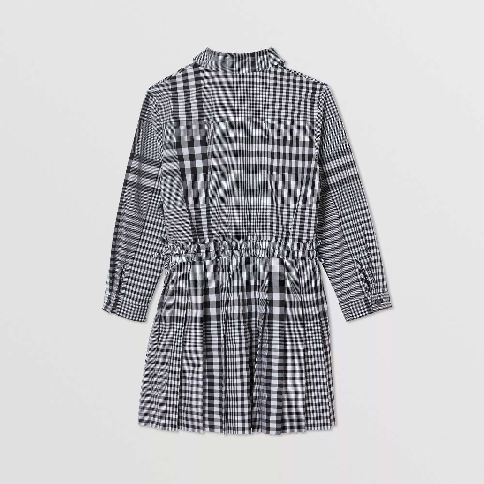 Girls Black Check Cotton Dress