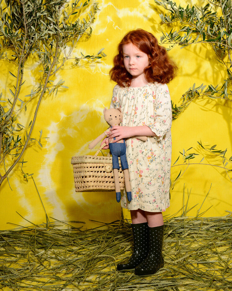 Girls Light Green Flower Cotton Dress
