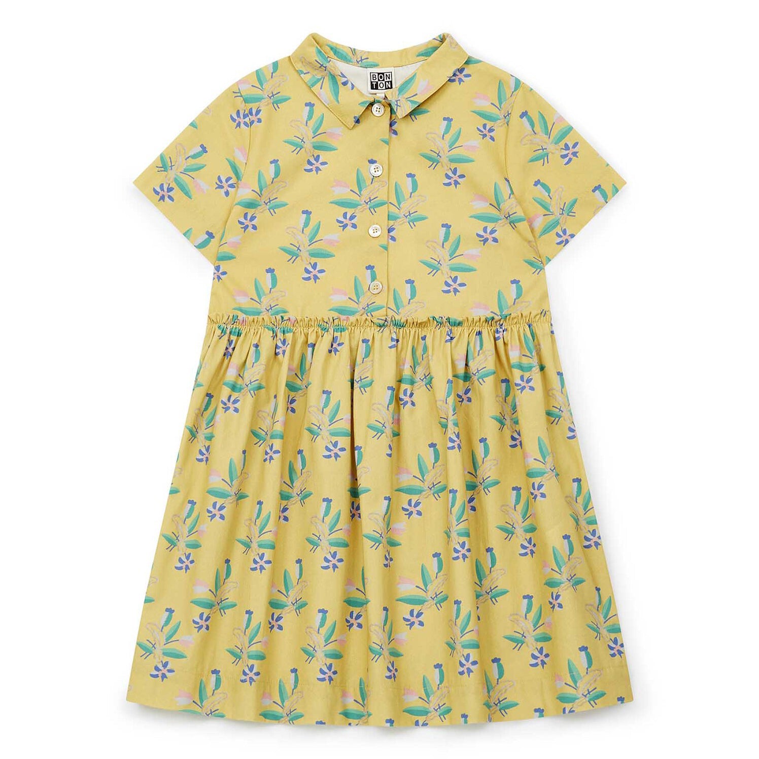 Girls Yellow Printing Cotton Dress