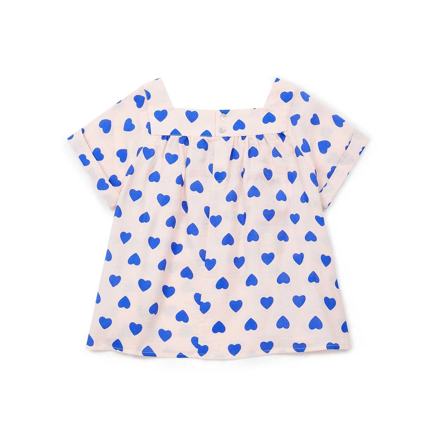 Girls Pink & Blue Heart Cotton Top