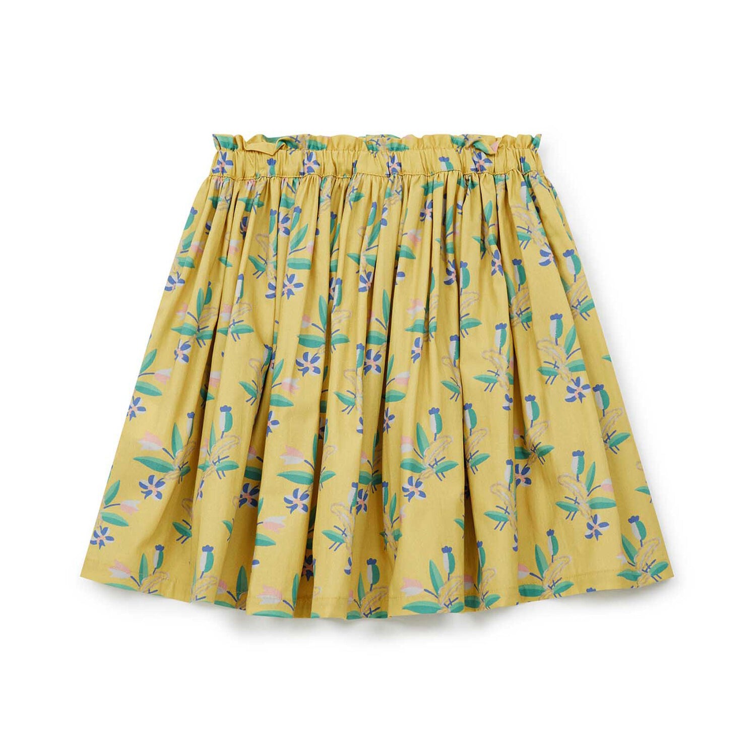 Girls Yellow Floral Cotton Skirt