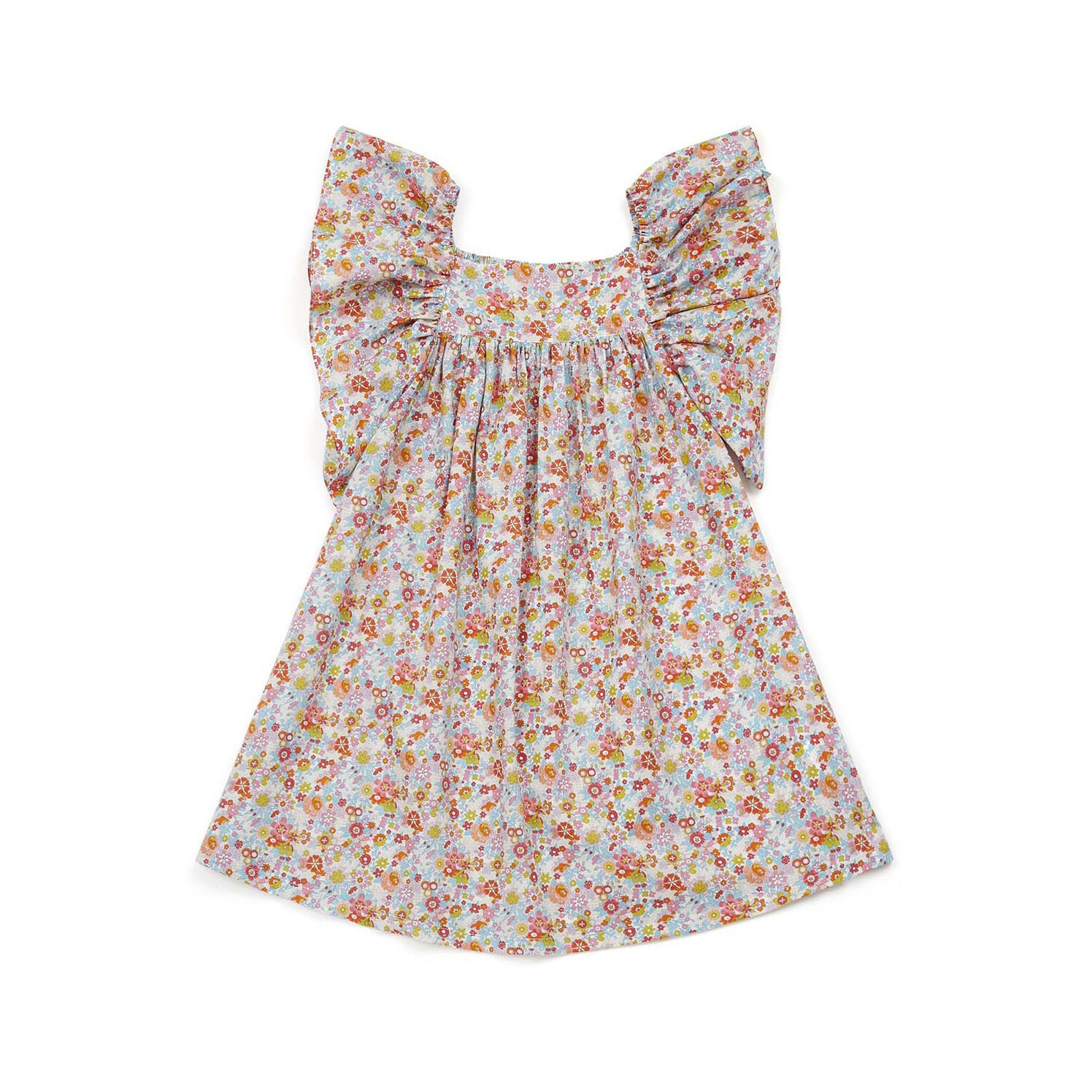 Girls Multicolor Floral Cotton Dress