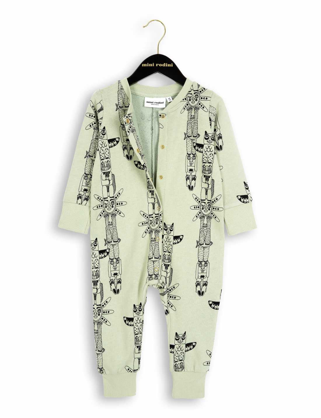 Baby Green Totem Printed Organic Cotton Babygrow - CÉMAROSE | Children's Fashion Store - 2