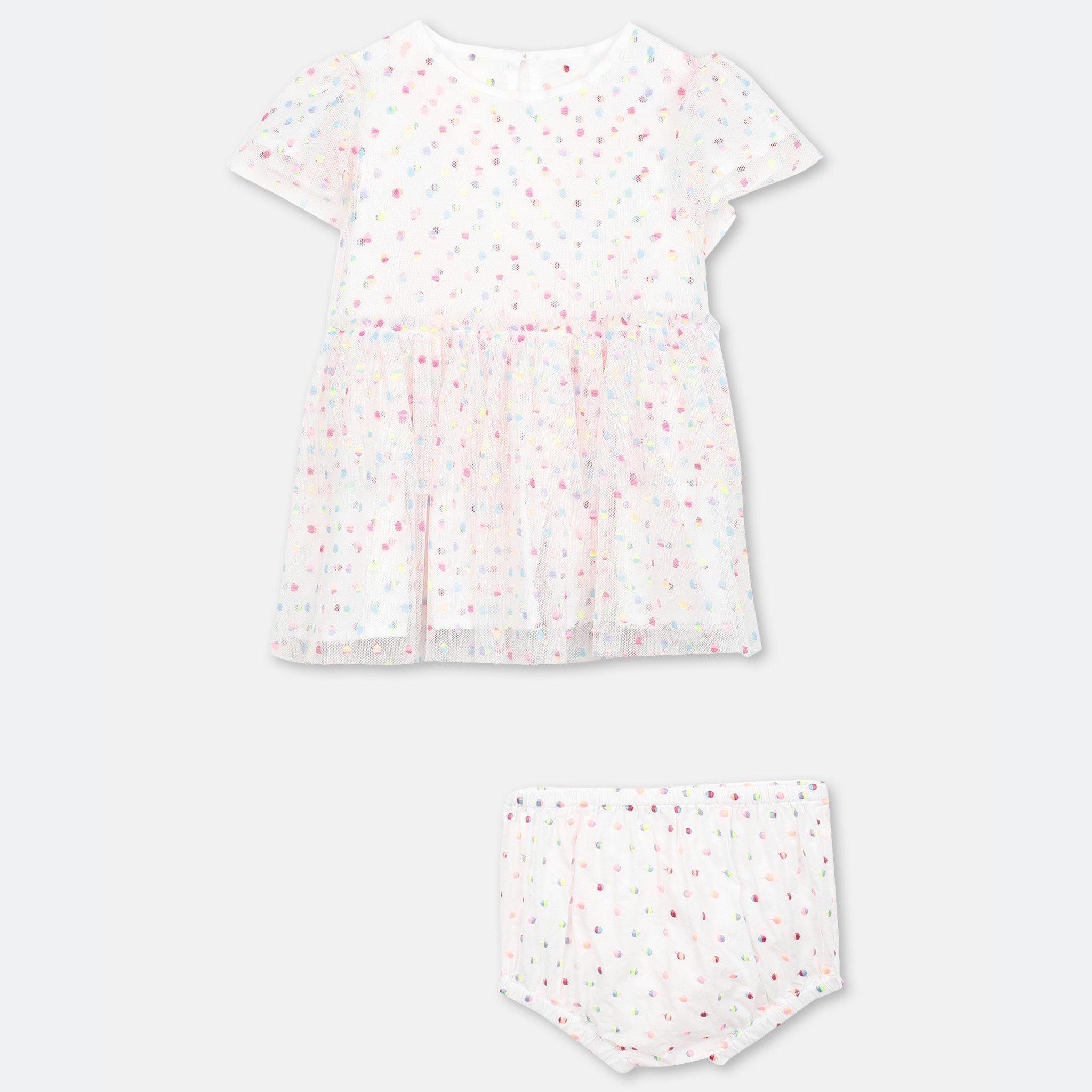 Baby Girls White Dots Tulle Dress Set