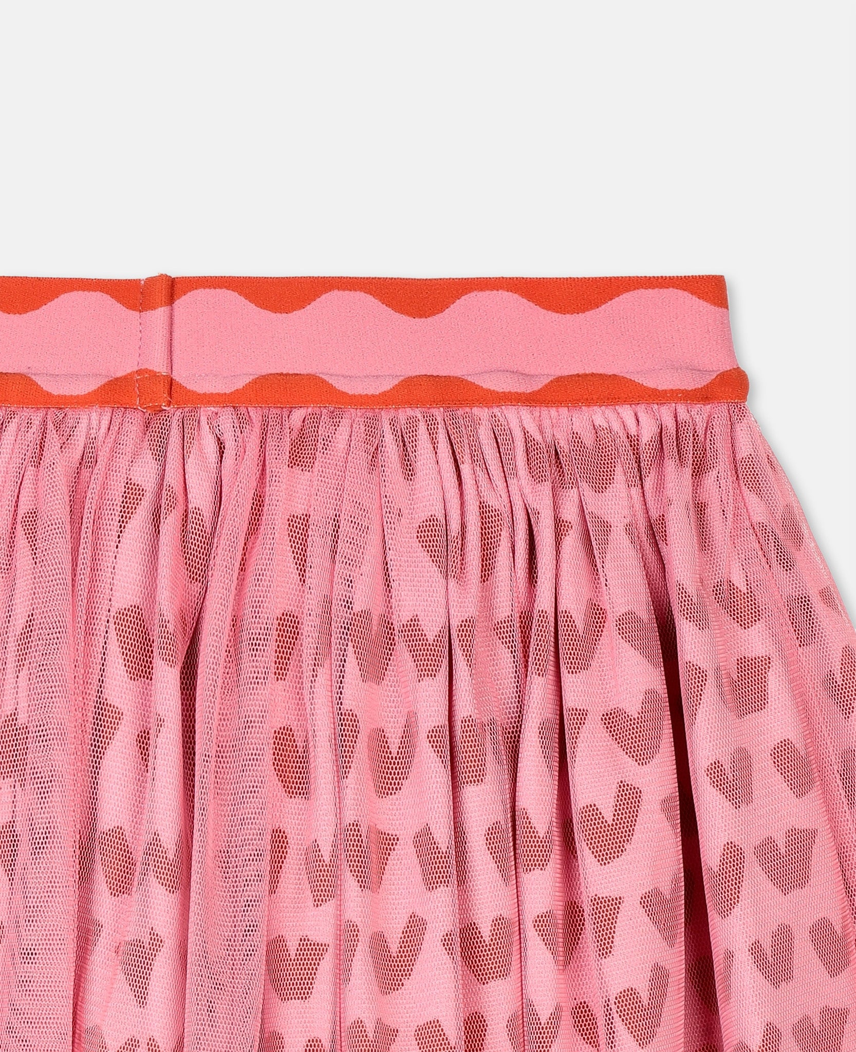Girls Pink Heart Tulle Skirt