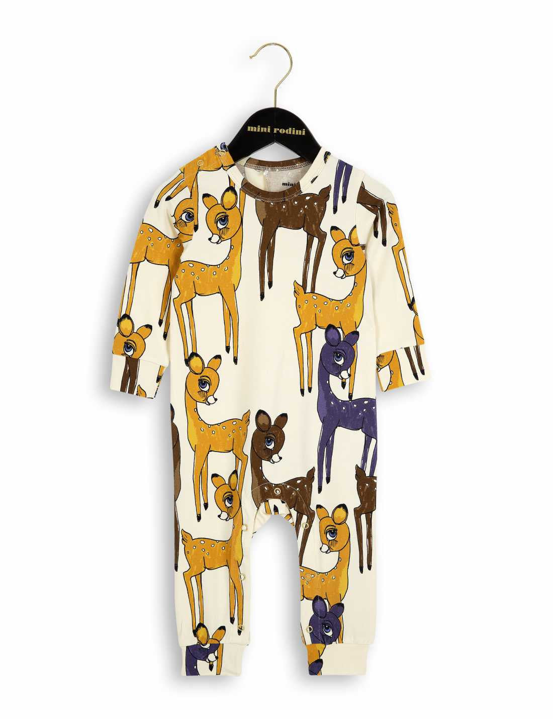 Baby Ivory & Brown Deer Organic Cotton Babygrow - CÉMAROSE | Children's Fashion Store - 1