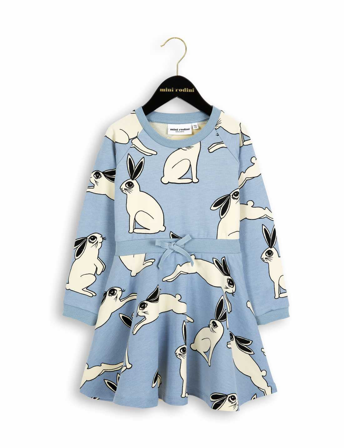 Girls Light Blue Hare Organic Cotton Dress - CÉMAROSE | Children's Fashion Store - 1