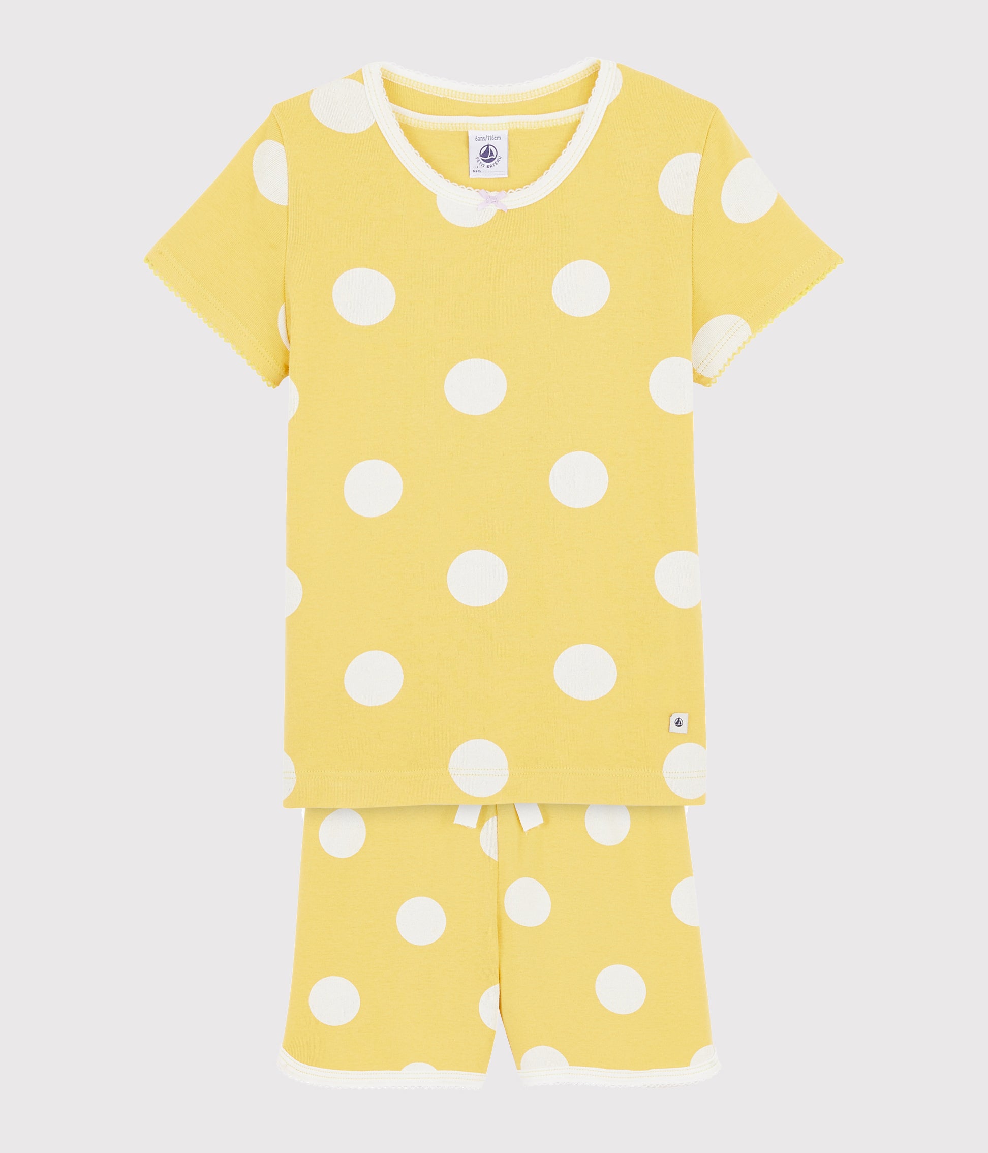 Girls Yellow Dots Cotton Nightwear set