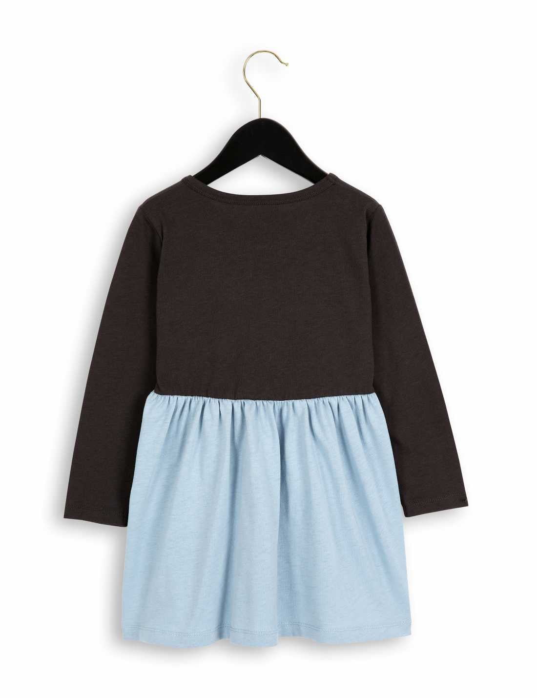 Girls Black & Light Blue Organic Cotton Dress - CÉMAROSE | Children's Fashion Store - 2