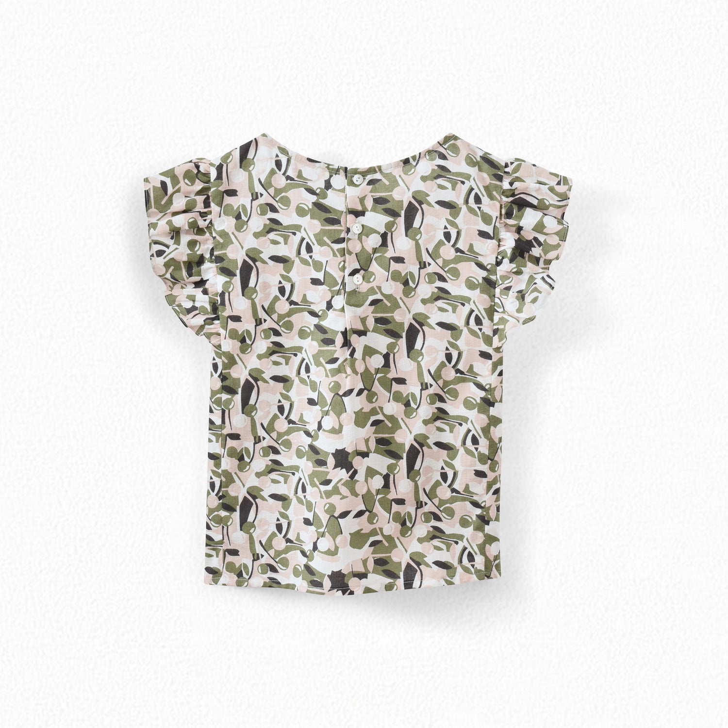 Girls Green Printed Cotton Top