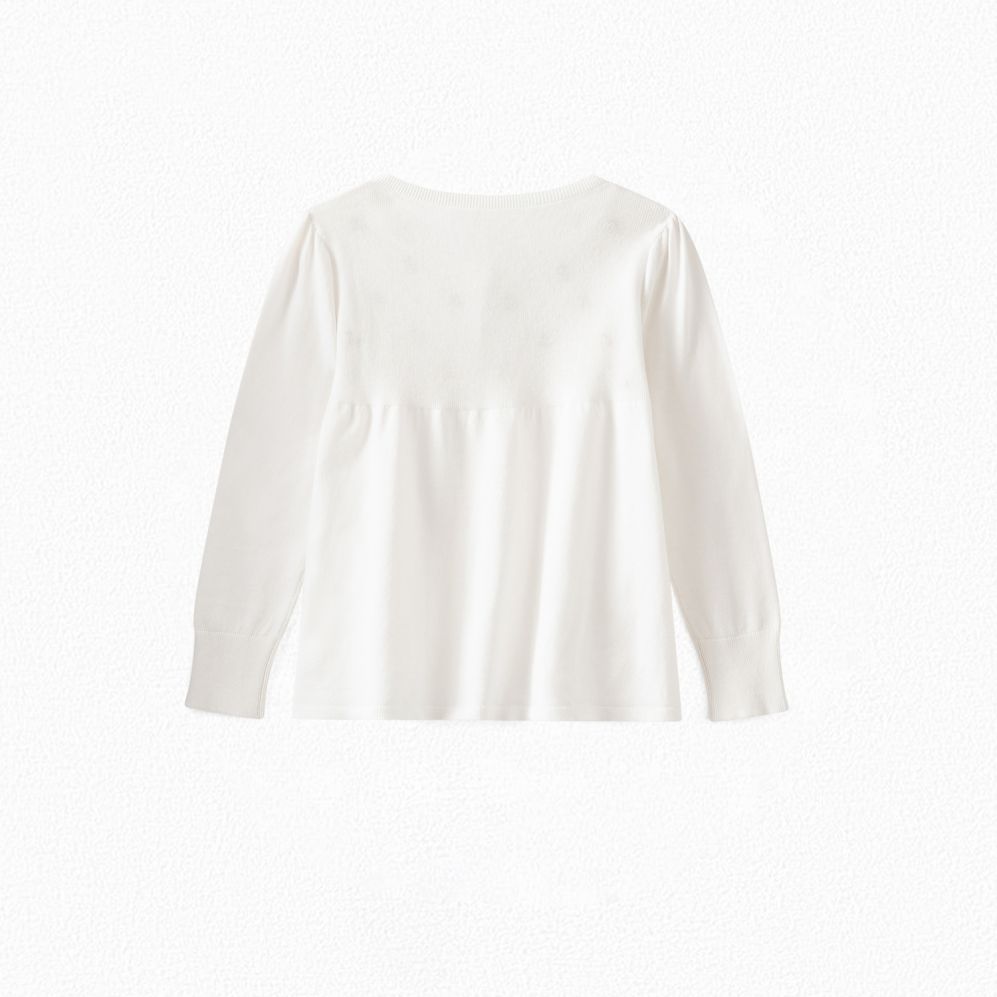Girls White Cherry Cotton Cardigan