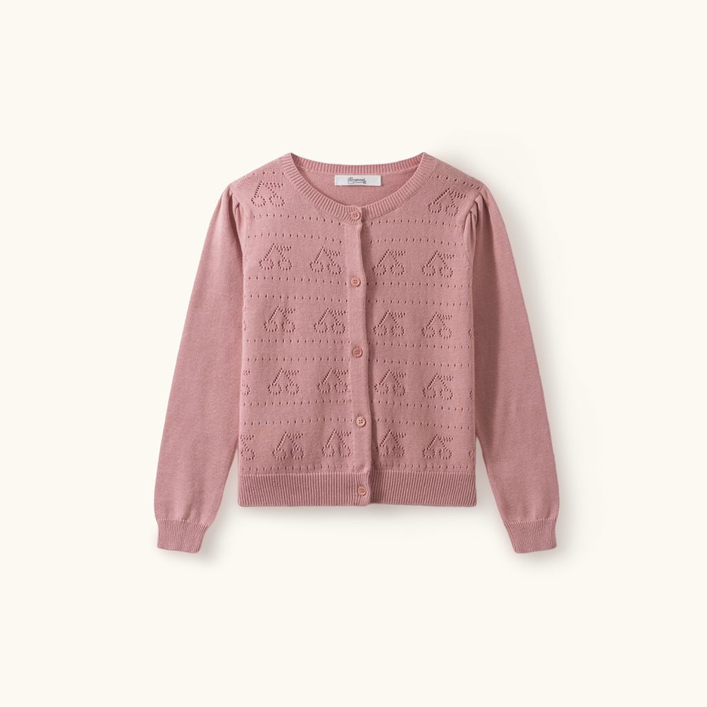 Girls Pink Logo Cotton Cardigan