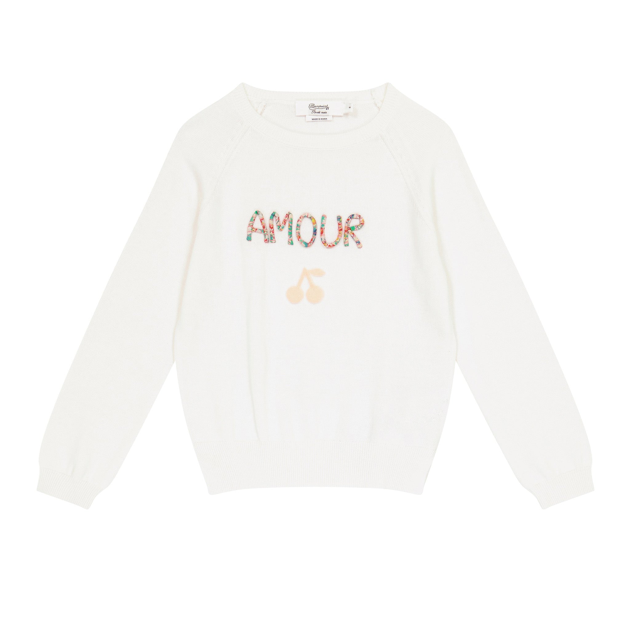 Girls White Logo Cotton Sweater