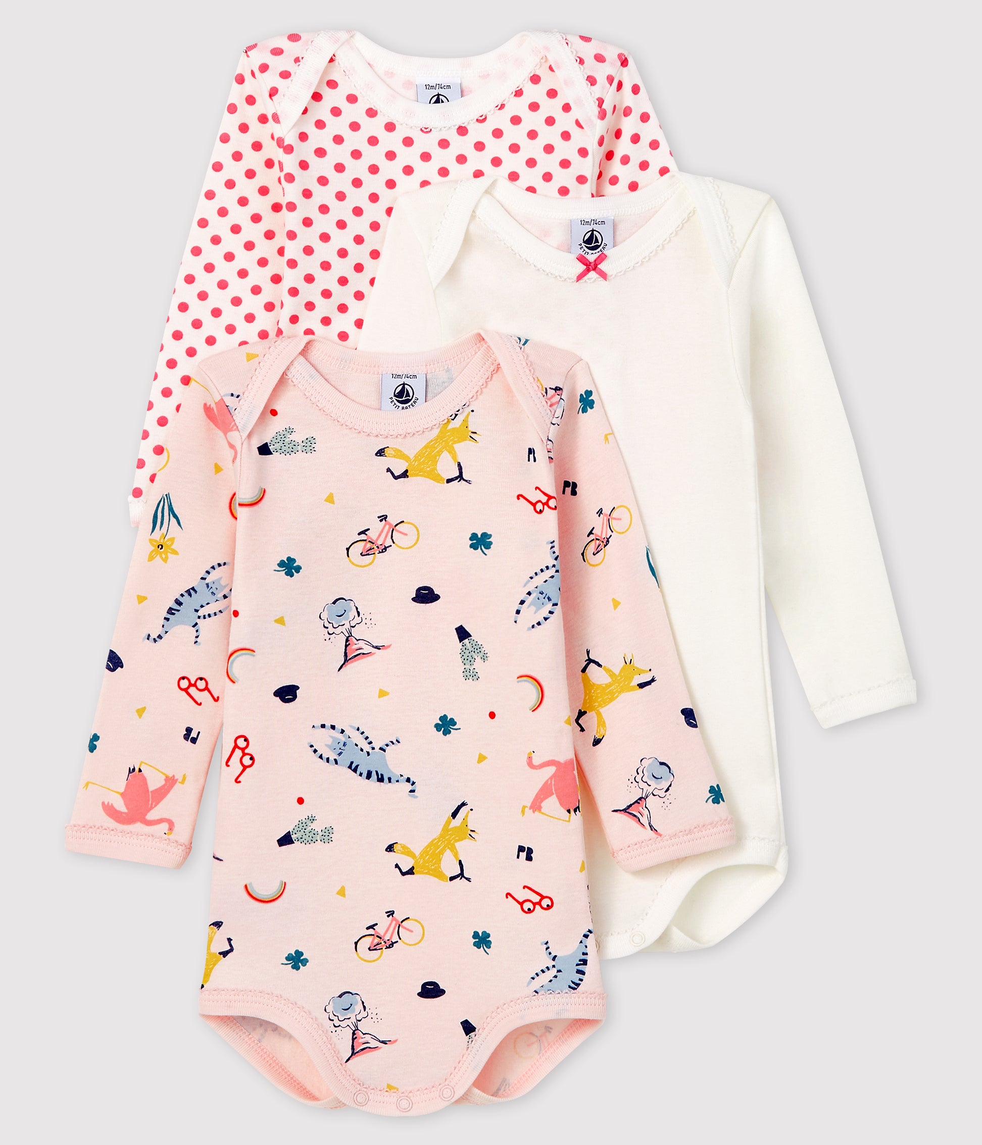 Baby Girls Multicolor Cotton Babysuit Sets (3 Pieces)