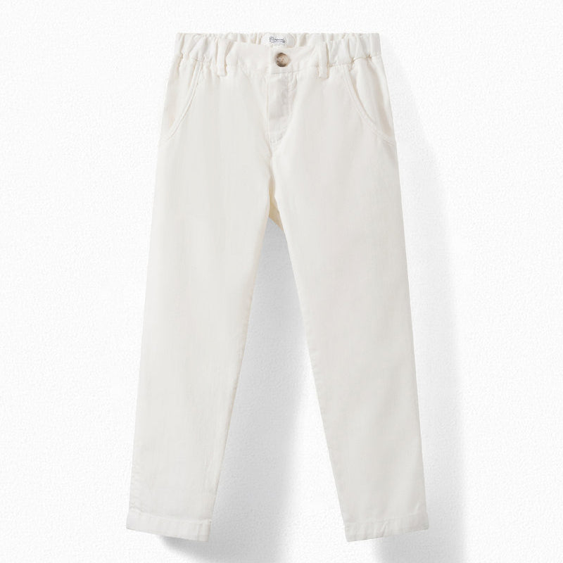 Girls White Cotton Trousers