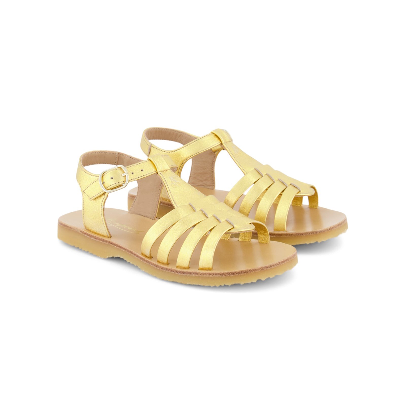 Girls Gold Bovine Leather Sandals