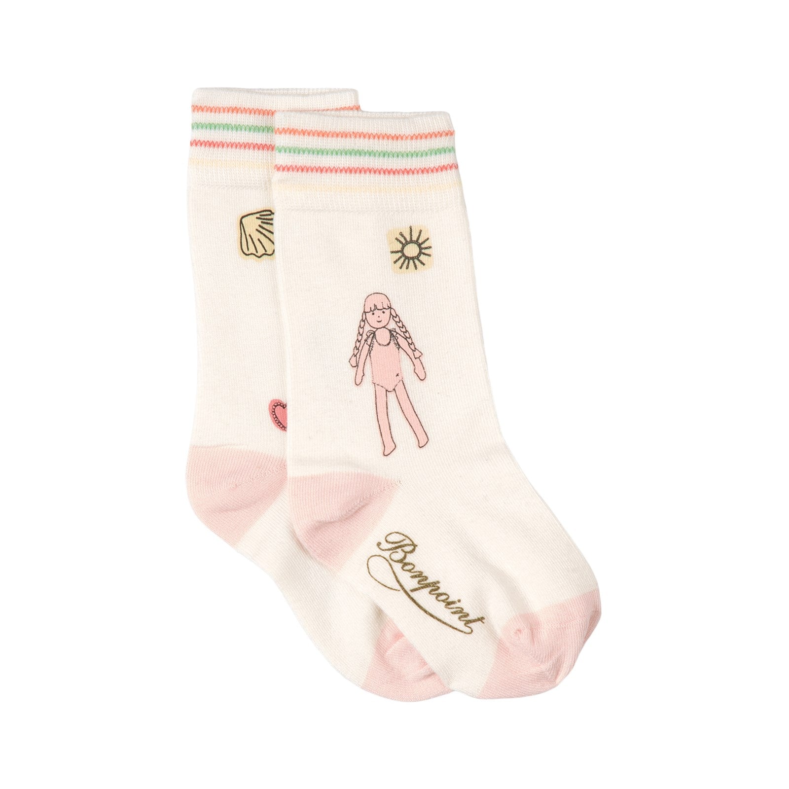 Girls White Painted Cotton Socks