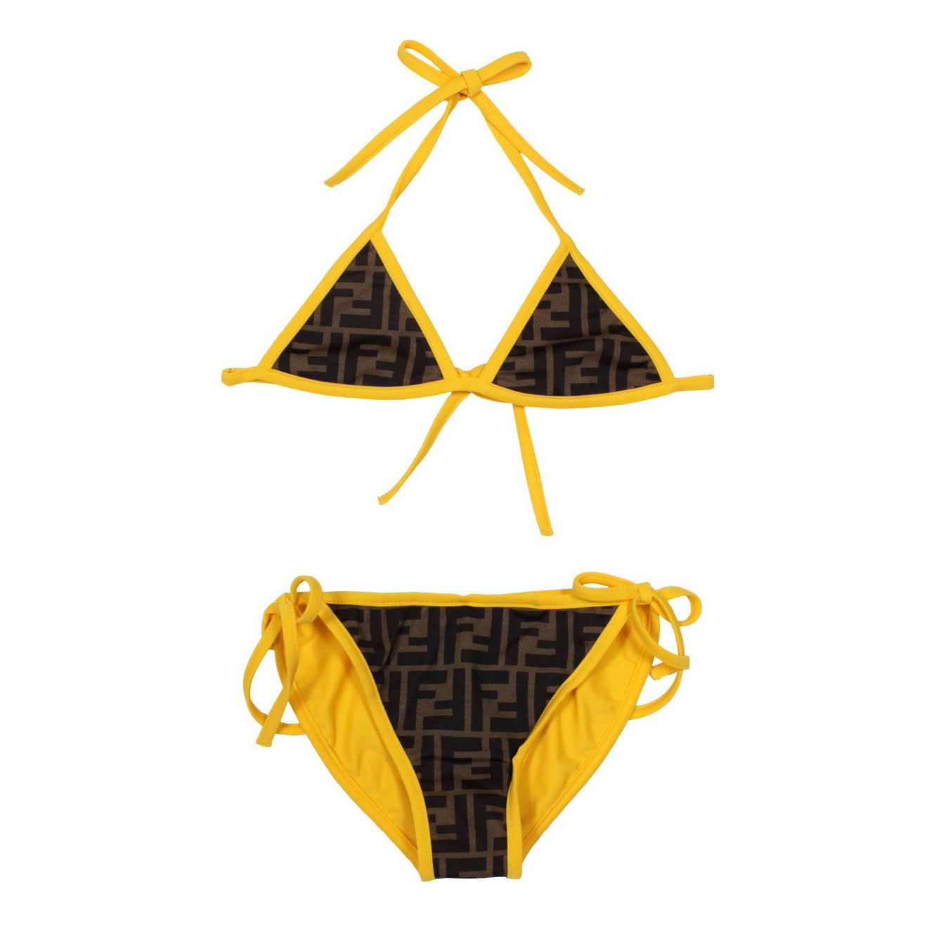 Girls Brown FF Logo Swimsuit