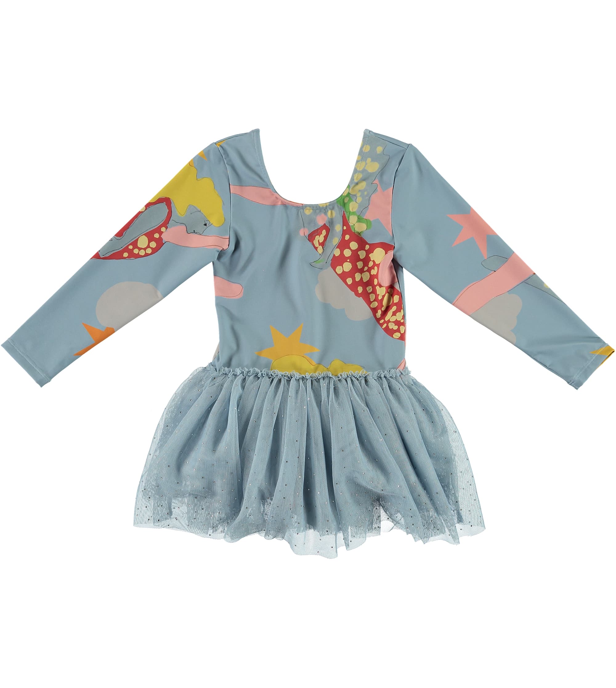 Girls Light Blue Printing Jersey Dress
