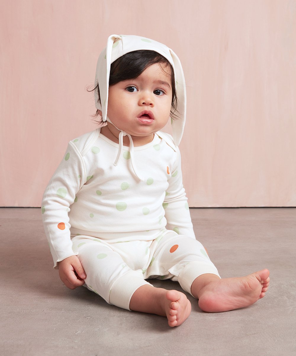 Baby Girls White Dots Bunny Hat